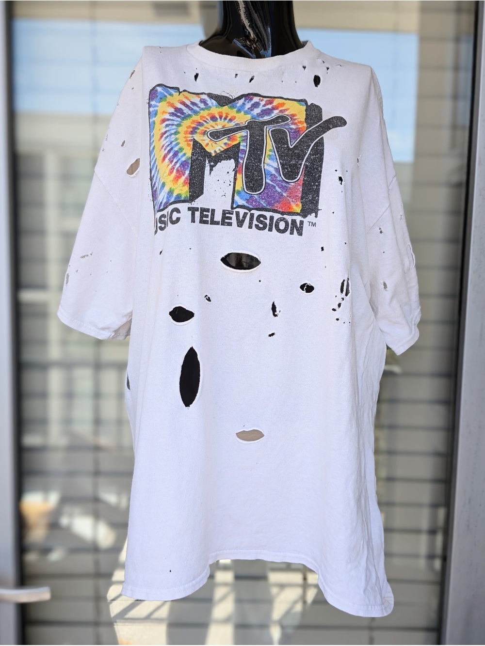 MTV Vintage White Tee Distressed O..G. Original from the 1980s Sz XXL